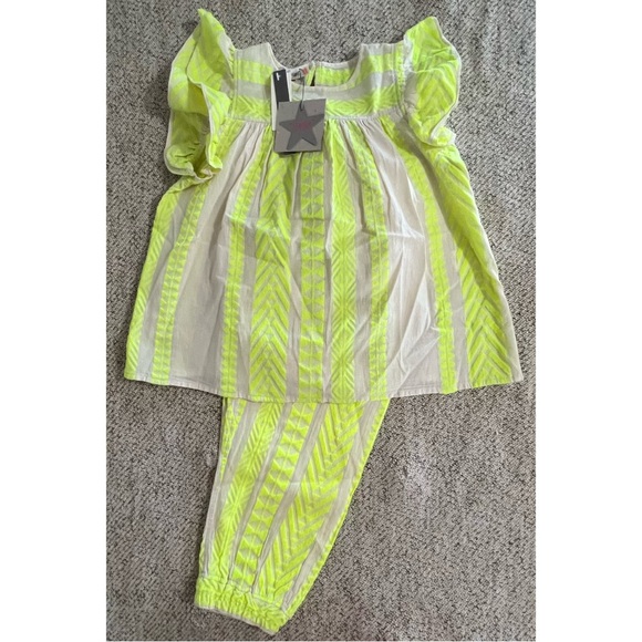 Anthropologie Devotions Twin Petra Embroidered Lime Two Piece Set Size 8/10 NWT - Picture 2 of 16
